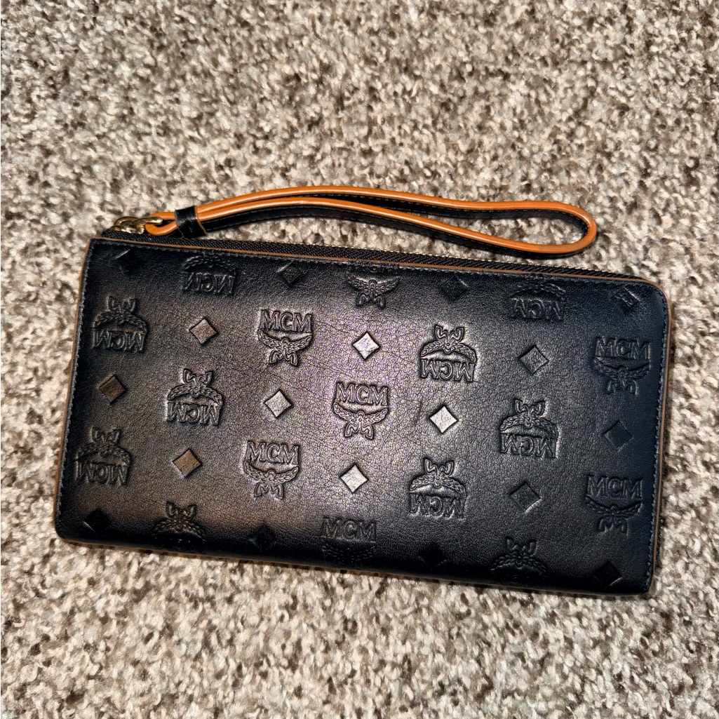 Mcm Black Monogram Embossed Klara Continental Wallet